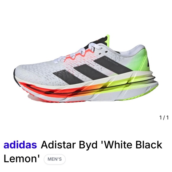 Adidas Adistar BYD Running Shoes Men’s 11.5 White Black Lemon Sneakers main image 4